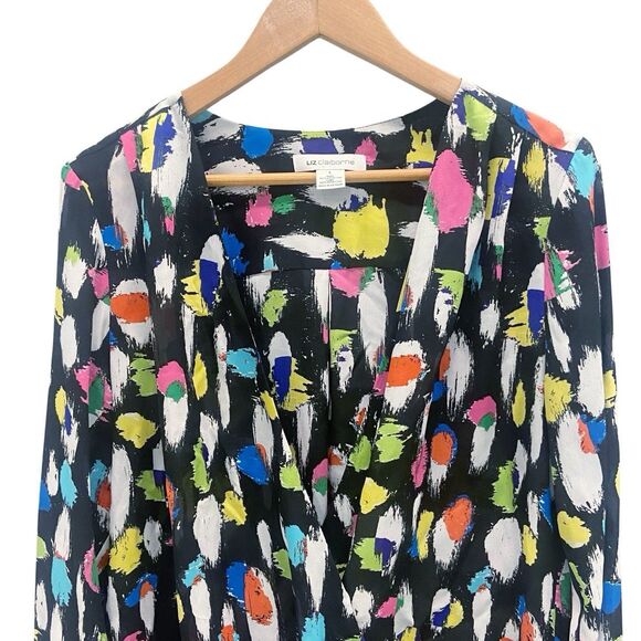 Vintage Liz Claiborne Wrap Front Long Sleeve Top Multi-Color, Women's Size Large - Picture 3 of 10